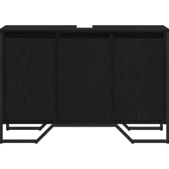vidaXL Badkamertenk te kast Zwart Eiken 91 x 35 x 60 cm Bewerkt hout