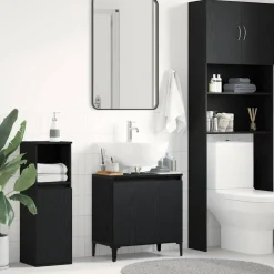 vidaXL Badkamertenk te kast Zwart Eiken 58 x 33 x 60 cm Bewerkt hout