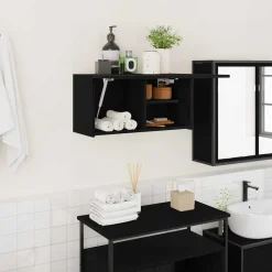 vidaXL Badkamerwandkast 60x25x30 cm bewerkt hout zwart