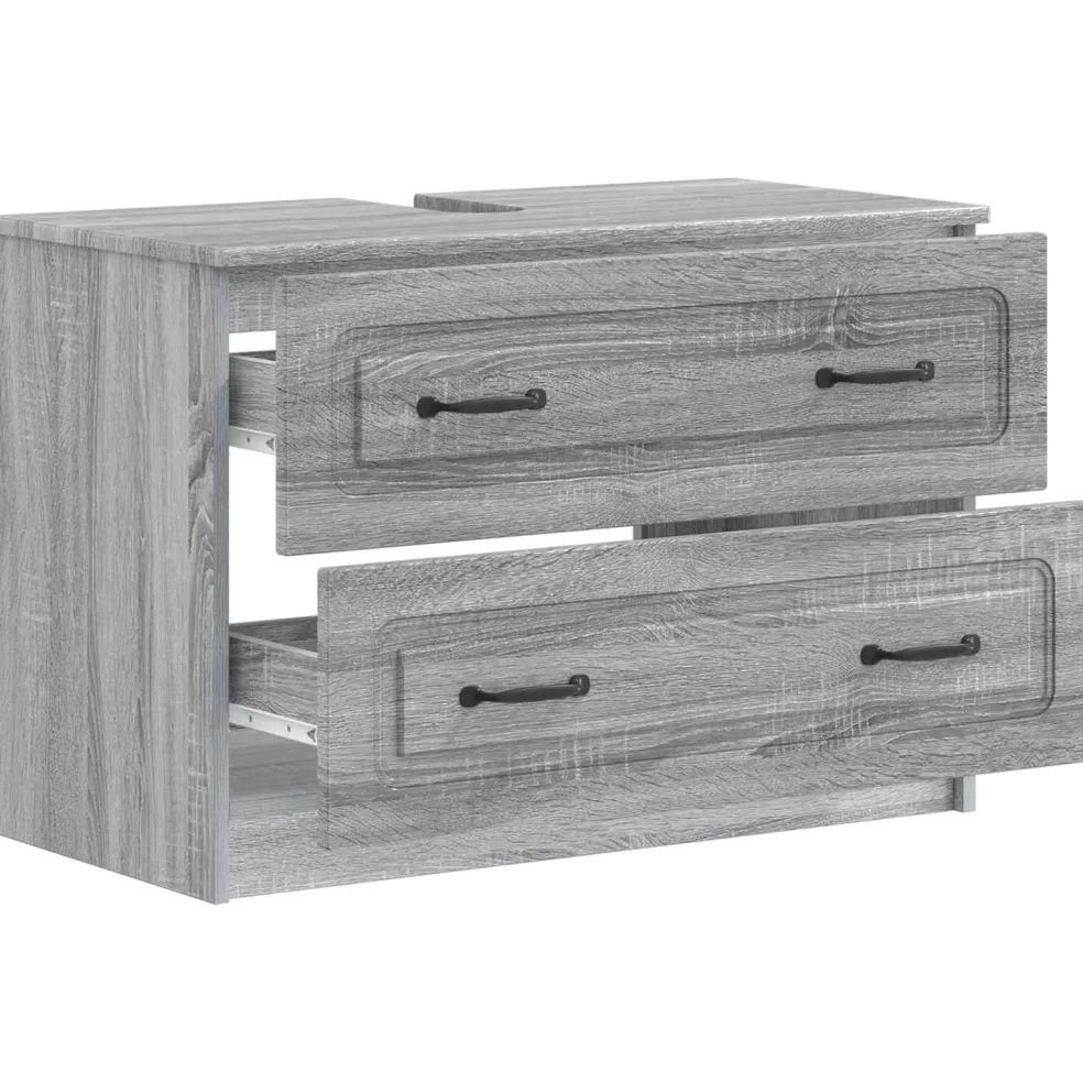 vidaXL Badkamer wastafelkast UTRECHT Grijs Sonoma 82 x 41 x 56 cm