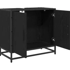vidaXL Badkamer wastafelkast Zwart Eiken 65 x 33 x 60 cm Bewerkt hout