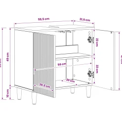 vidaXL Badkamer wastafelkast ARNHEM Grijs Sonoma 59,5 x 31,5 x 59 cm