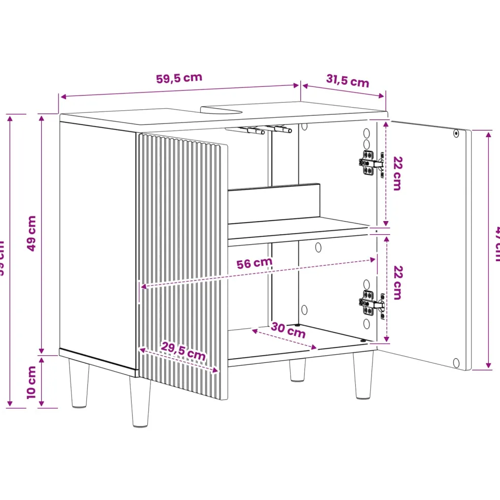 vidaXL Badkamer wastafelkast ARNHEM Sonoma Eiken 59,5 x 31,5 x 59 cm