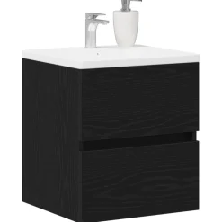 vidaXL Badkamerwastafelkast Zwart Eiken 41x38,5x45 cm Bewerkt Hout