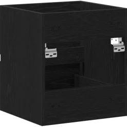 vidaXL Badkamerwastafelkast Zwart Eiken 41x38,5x45 cm Bewerkt Hout