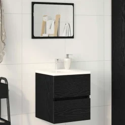 vidaXL Badkamerwastafelkast Zwart Eiken 41x38,5x45 cm Bewerkt Hout