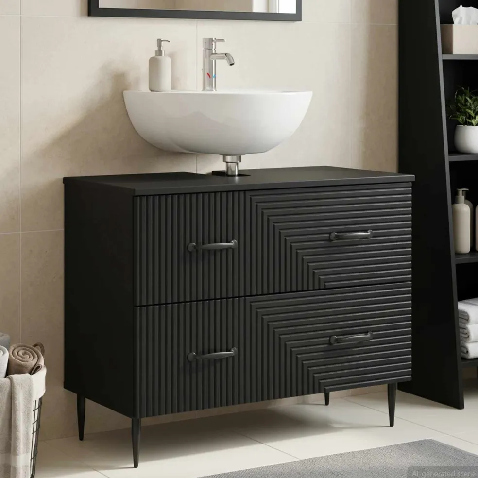 vidaXL Badkamer wastafelkast HAARLEM Zwart 82 x 41 x 58,5 cm