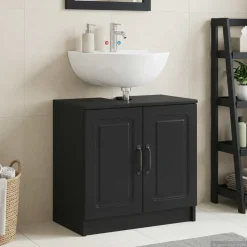 vidaXL Badkamer wastafelkast UTRECHT Zwart 59,5 x 31,5 x 59 cm