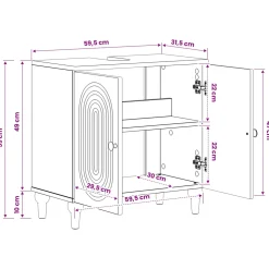 vidaXL Badkamer wastafelkast ALKMAAR Oud hout 59,5 x 31,5 x 59 cm