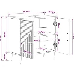 vidaXL Badkamer wastafelkast HAARLEM Betongrijs 59,5 x 31,5 x 59 cm