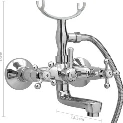 vidaXL Badkraan tweeknops en handdouche chroom
