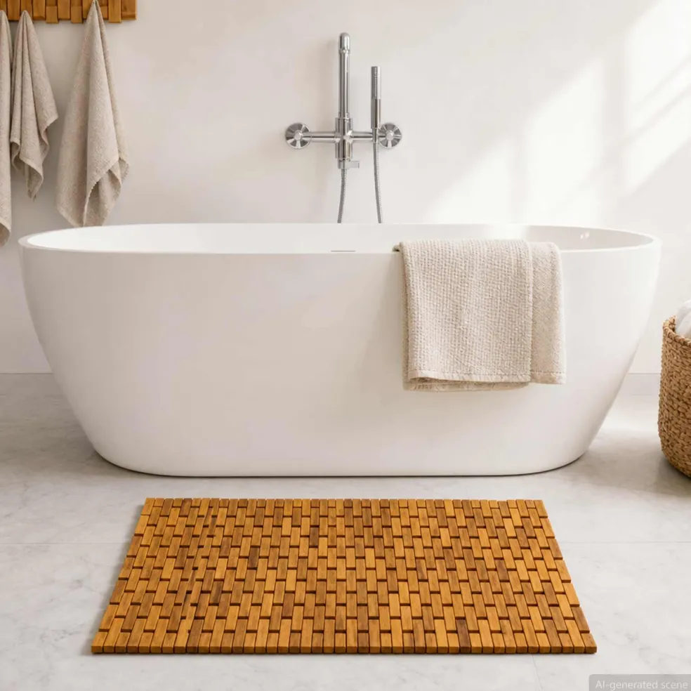 vidaXL Badmatten Naturel 65 x 100 cm Massief Acaciahout