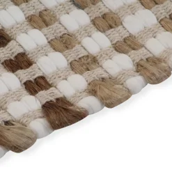vidaXL Badmattenset handgeweven jute en stof naturel en wit