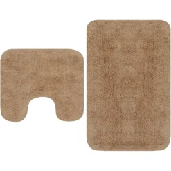 vidaXL Badmattenset stof beige 2-delig
