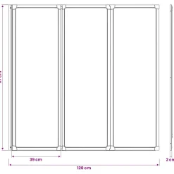 vidaXL Badscherm 3 panelen vouwbaar 117 x 120 cm