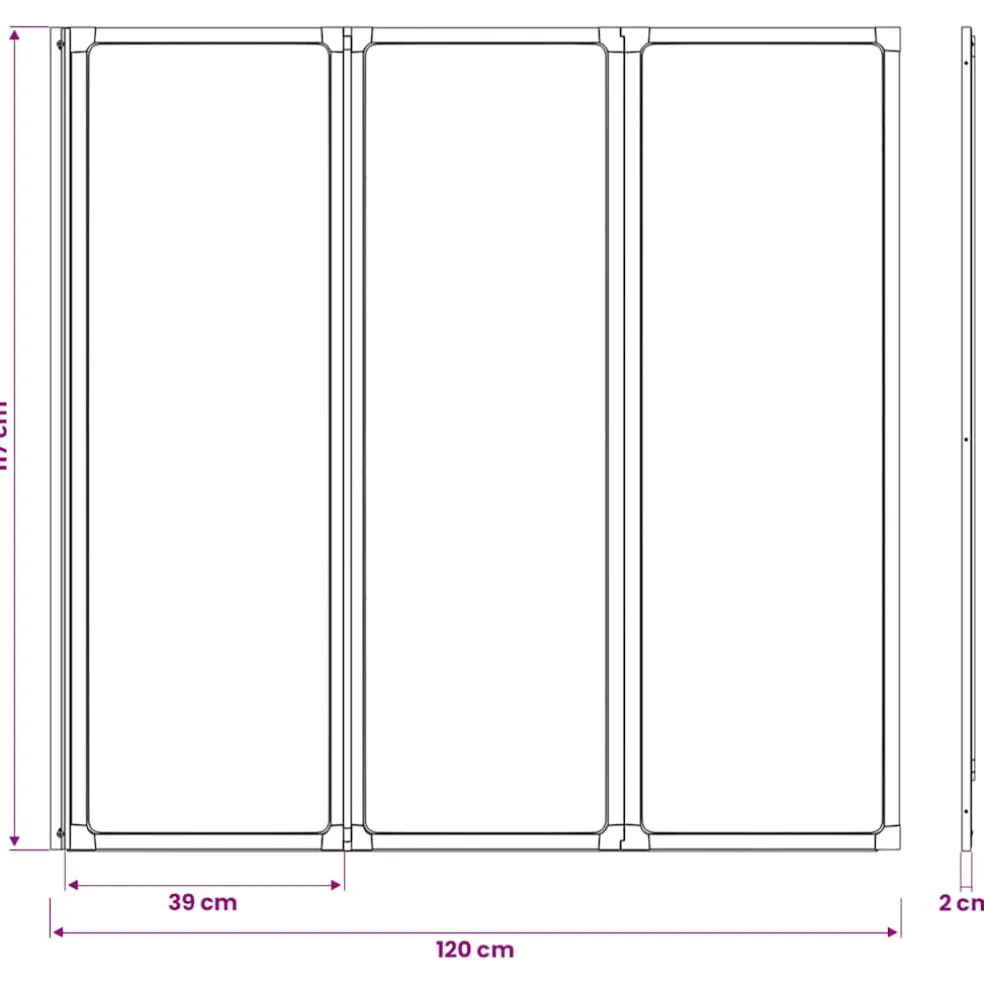 vidaXL Badscherm 3 panelen vouwbaar 117 x 120 cm