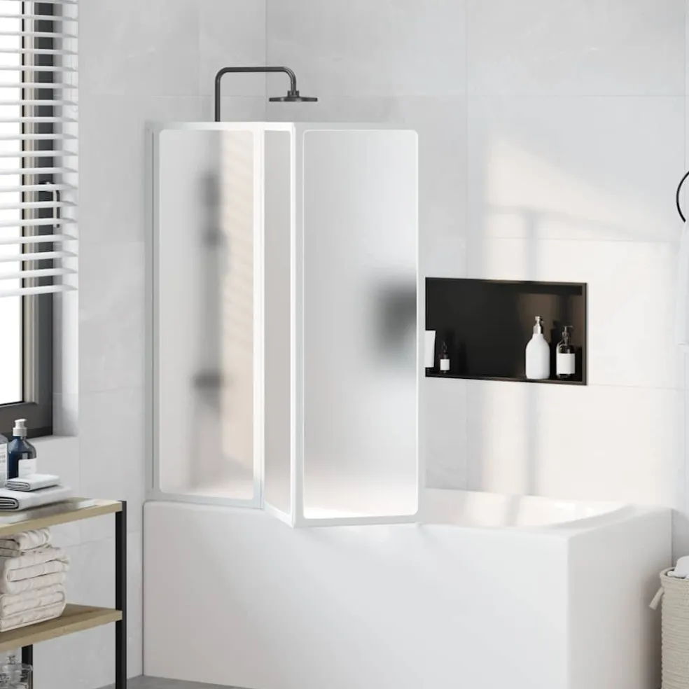 vidaXL Badscherm 3 panelen vouwbaar 117 x 120 cm