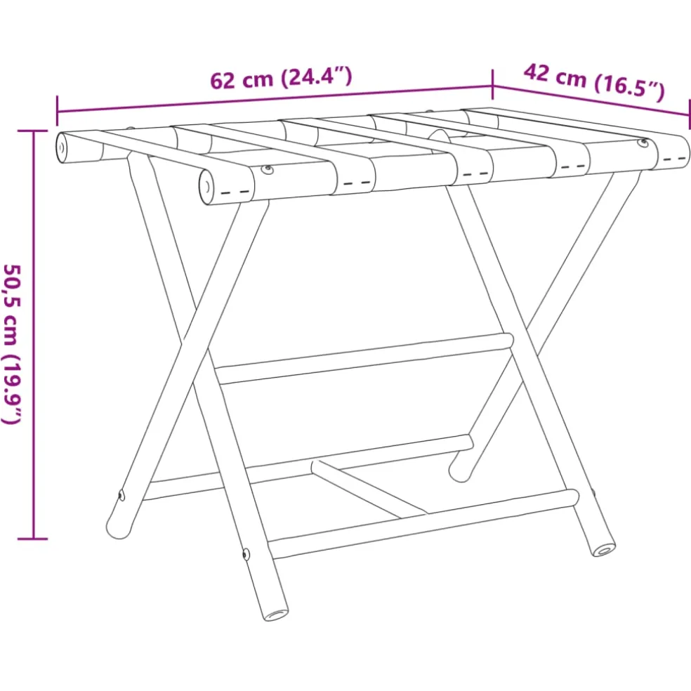 vidaXL Bagagerek inklapbaar 62x42x50,5 cm bamboe