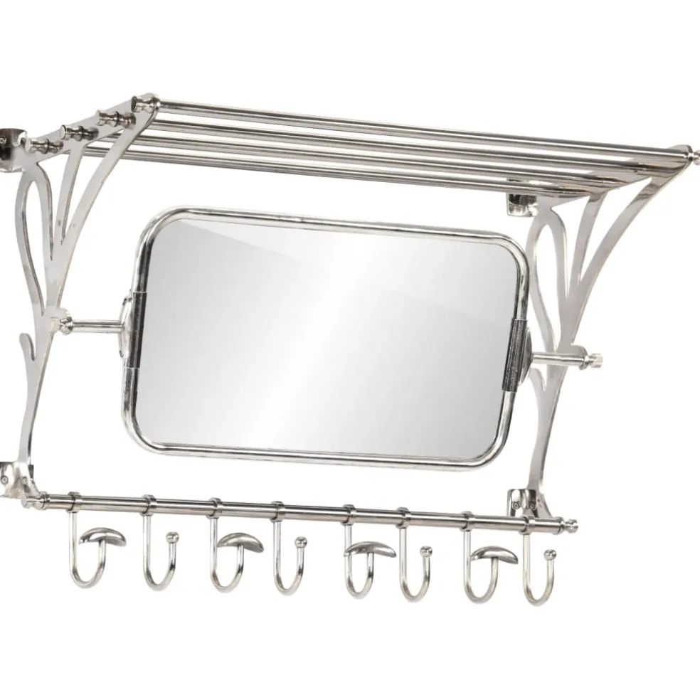 vidaXL Bagagerek met kleerhangers en spiegel wandmontage aluminium