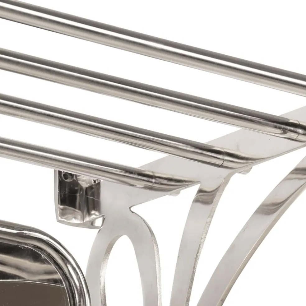 vidaXL Bagagerek met kleerhangers en spiegel wandmontage aluminium