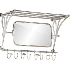 vidaXL Bagagerek met kleerhangers en spiegel wandmontage aluminium