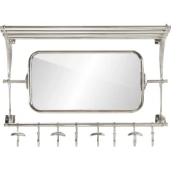 vidaXL Bagagerek met kleerhangers en spiegel wandmontage aluminium