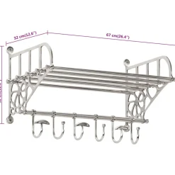 vidaXL Bagagerek met kleerhangers wandmontage aluminium