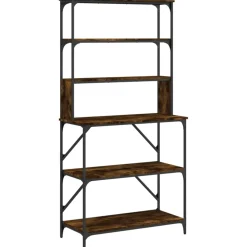vidaXL Bakkersrek 6-laags 90x40x180 cm bewerkt hout gerookt eikenkleur