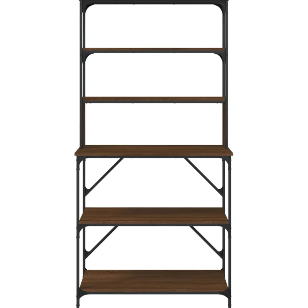 vidaXL Bakkersrek 6-laags 90x40x180 cm bewerkt hout bruin eikenkleur