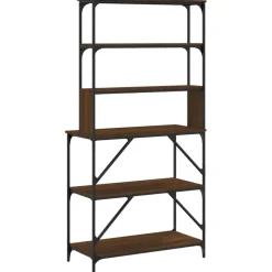 vidaXL Bakkersrek 6-laags 90x40x180 cm bewerkt hout bruin eikenkleur