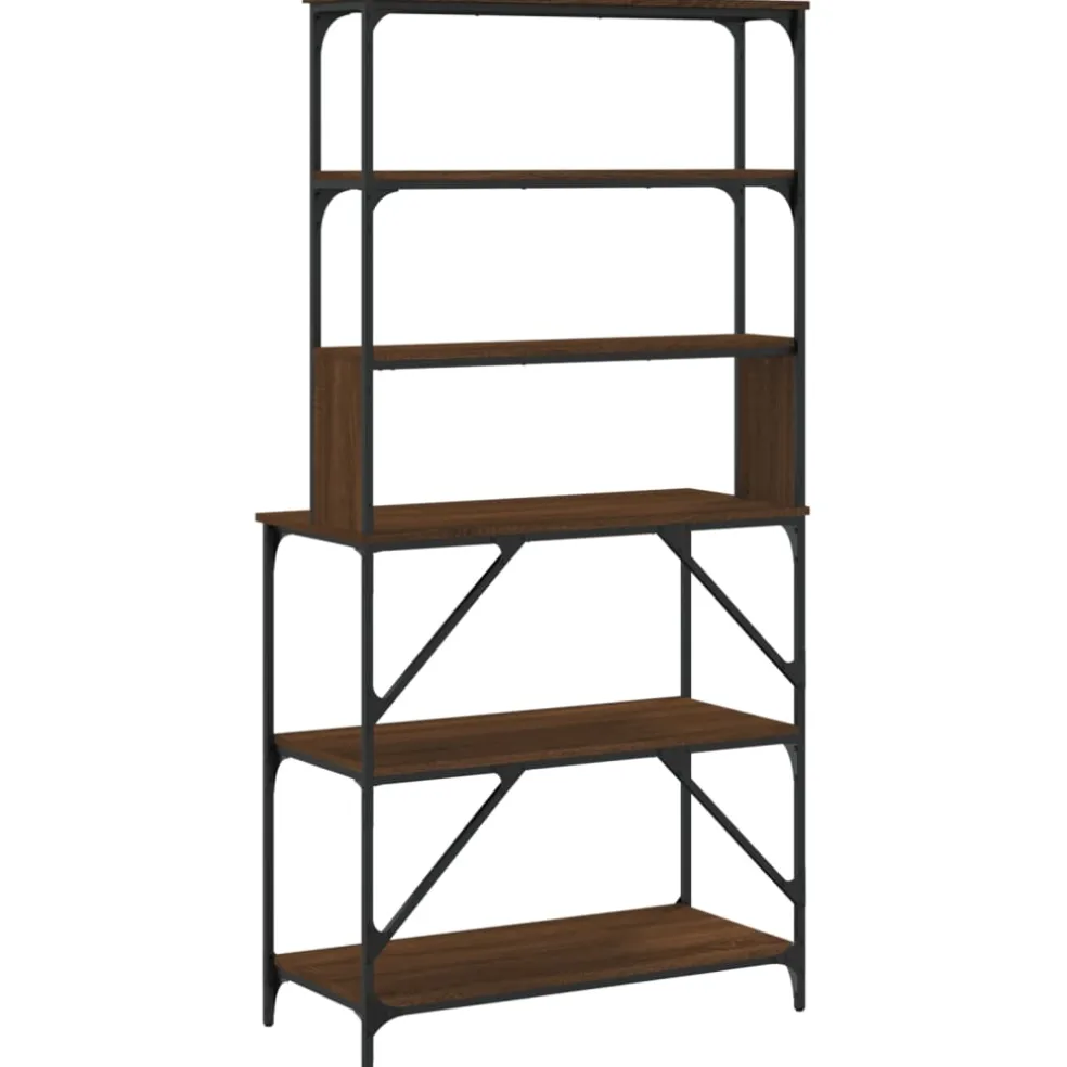 vidaXL Bakkersrek 6-laags 90x40x180 cm bewerkt hout bruin eikenkleur