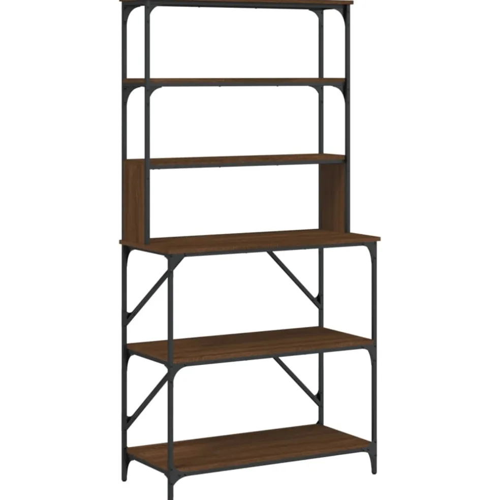 vidaXL Bakkersrek 6-laags 90x40x180 cm bewerkt hout bruin eikenkleur