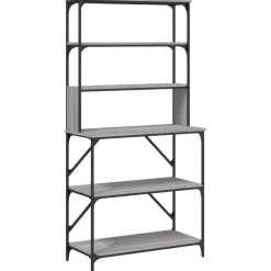 vidaXL Bakkersrek 6-laags 90x40x180 cm bewerkt hout grijs sonoma eiken