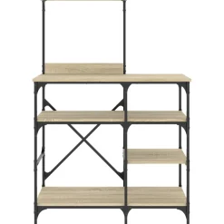 vidaXL Bakkersrek 90x40x132 cm bewerkt hout en metaal sonoma eiken