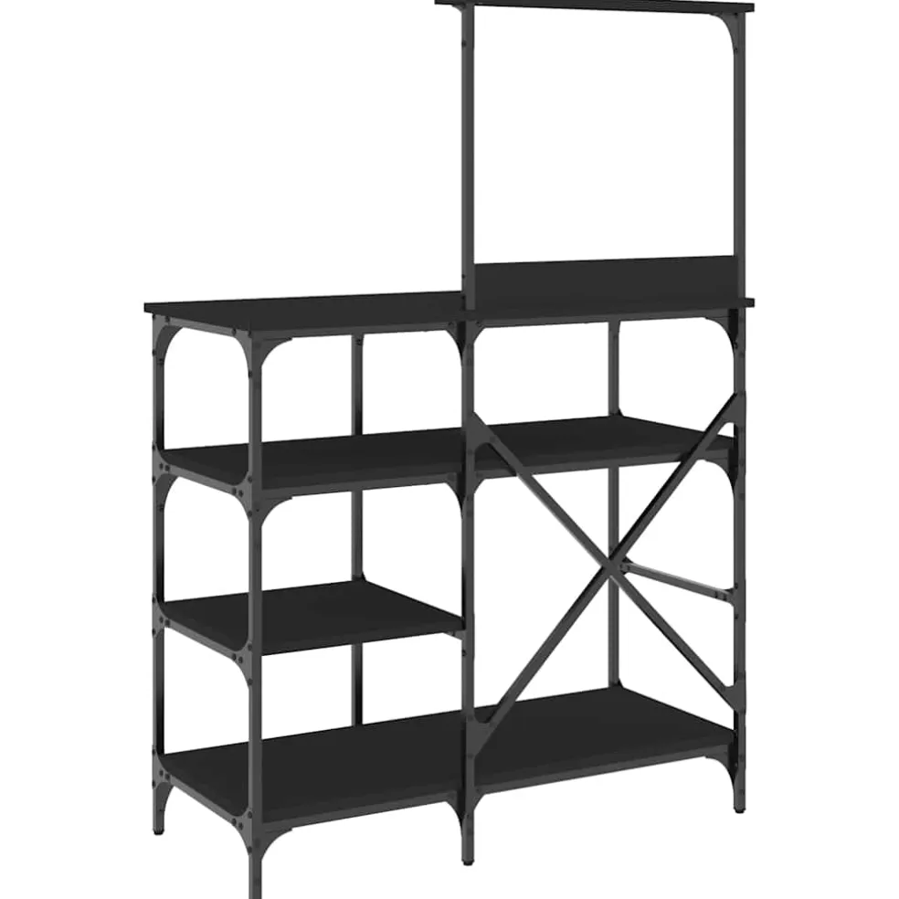 vidaXL Bakkersrek 90x40x132 cm bewerkt hout en metaal zwart