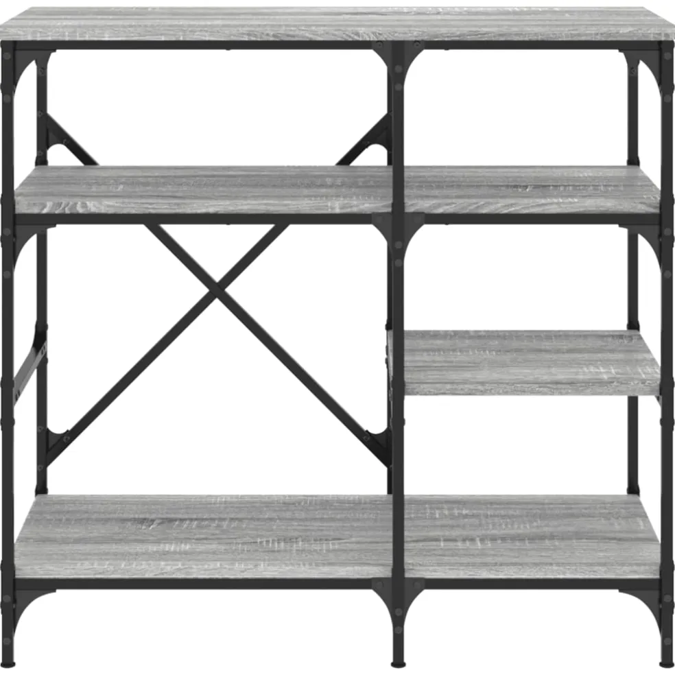 vidaXL Bakkersrek 90x40x84 cm bewerkt hout en metaal grijs sonoma