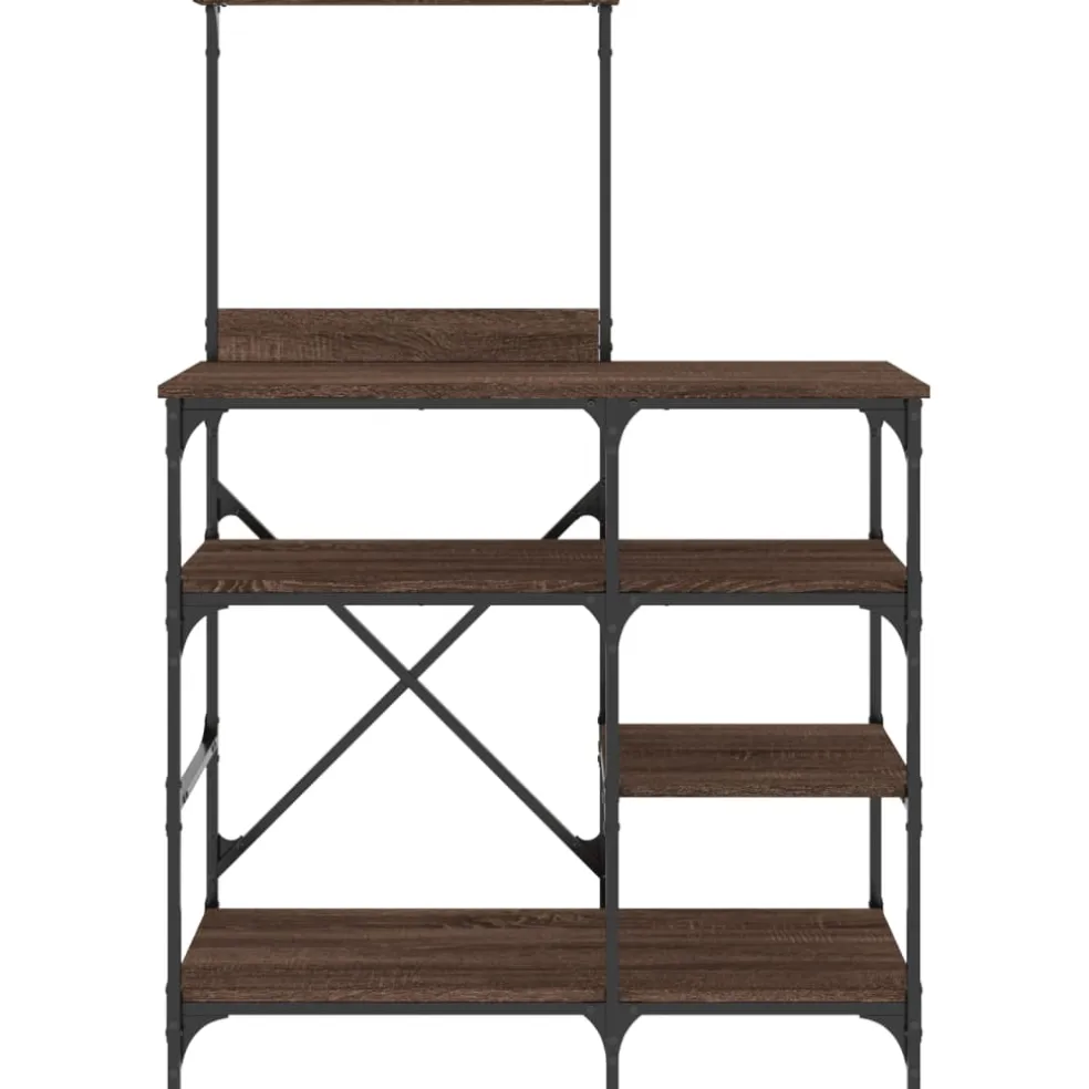 vidaXL Bakkersrek 90x40x132 cm bewerkt hout en metaal bruin eikenkleur