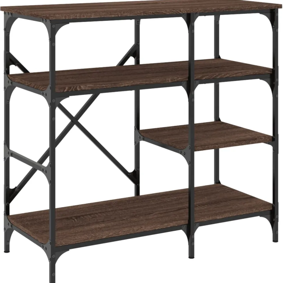 vidaXL Bakkersrek 90x40x84 cm bewerkt hout en metaal bruin eikenkleur