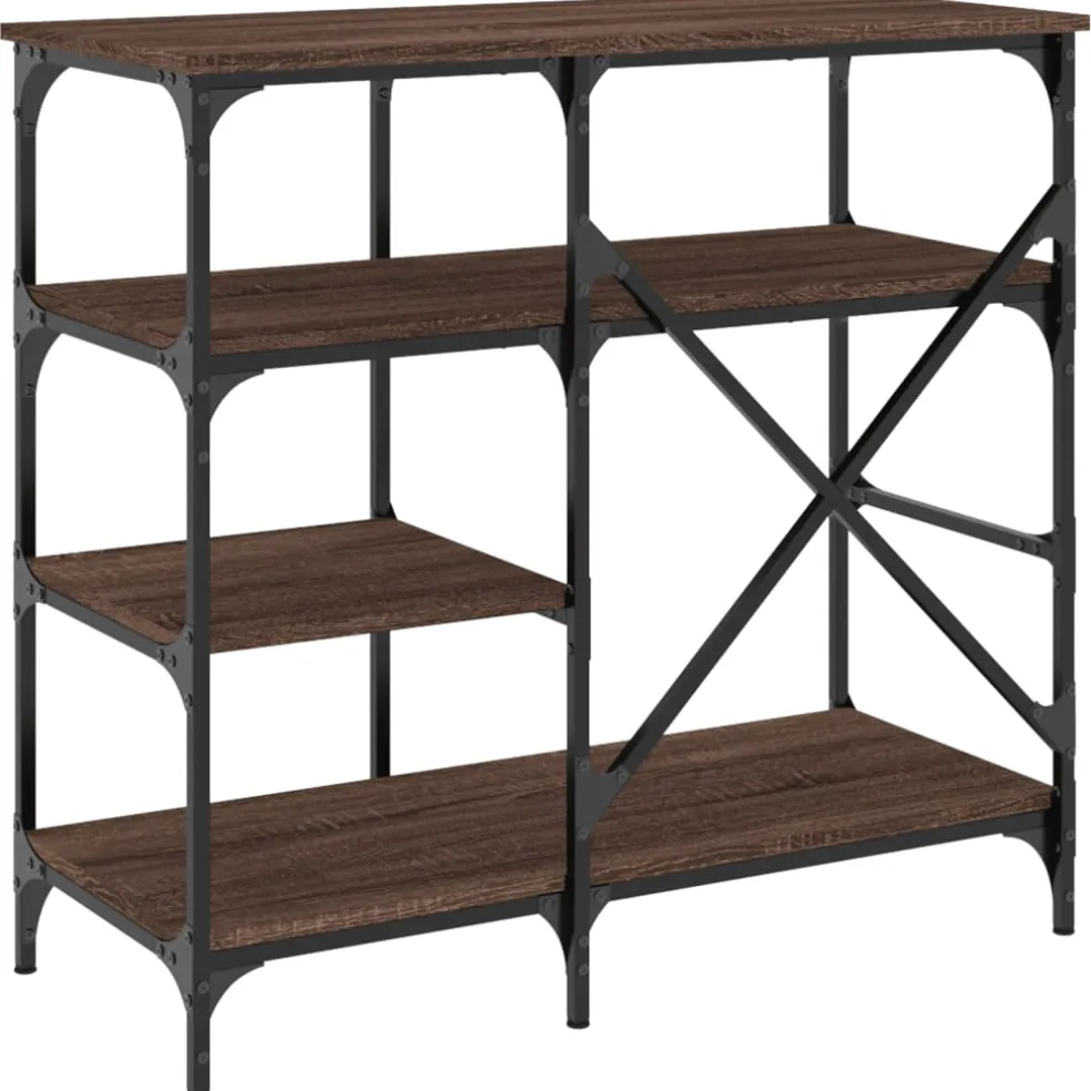 vidaXL Bakkersrek 90x40x84 cm bewerkt hout en metaal bruin eikenkleur