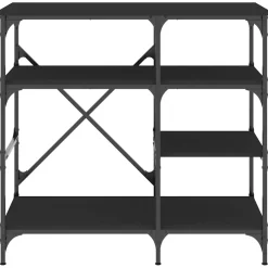 vidaXL Bakkersrek 90x40x84 cm bewerkt hout en metaal zwart