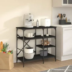 vidaXL Bakkersrek 90x40x84 cm bewerkt hout en metaal zwart