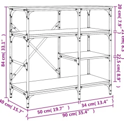 vidaXL Bakkersrek 90x40x84 cm bewerkt hout en metaal zwart