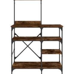 vidaXL Bakkersrek 90x40x132 cm bewerkt hout en metaal gerookt eiken