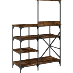 vidaXL Bakkersrek 90x40x132 cm bewerkt hout en metaal gerookt eiken