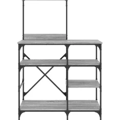 vidaXL Bakkersrek 90x40x132 cm bewerkt hout en metaal grijs sonoma