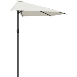 vidaXL Balkonparasol half met aluminium paal 300x155 cm zandkleurig