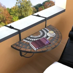 vidaXL Balkontafel hangend mozaïek terracottakleurig en wit