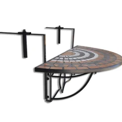 vidaXL Balkontafel hangend mozaïek terracottakleurig en wit