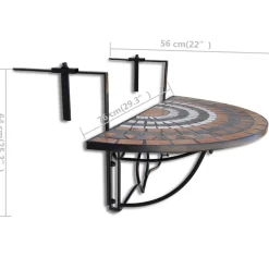 vidaXL Balkontafel hangend mozaïek terracottakleurig en wit