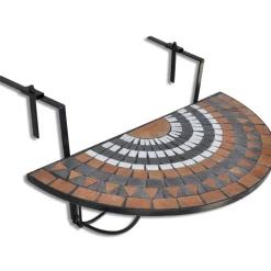 vidaXL Balkontafel hangend mozaïek terracottakleurig en wit